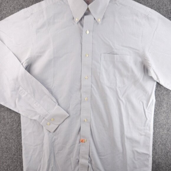 Brooks Brothers Non-Iron 15 4/5 Blue Check Cotton Button-Down Long Sleeve Pocket - Picture 3 of 16